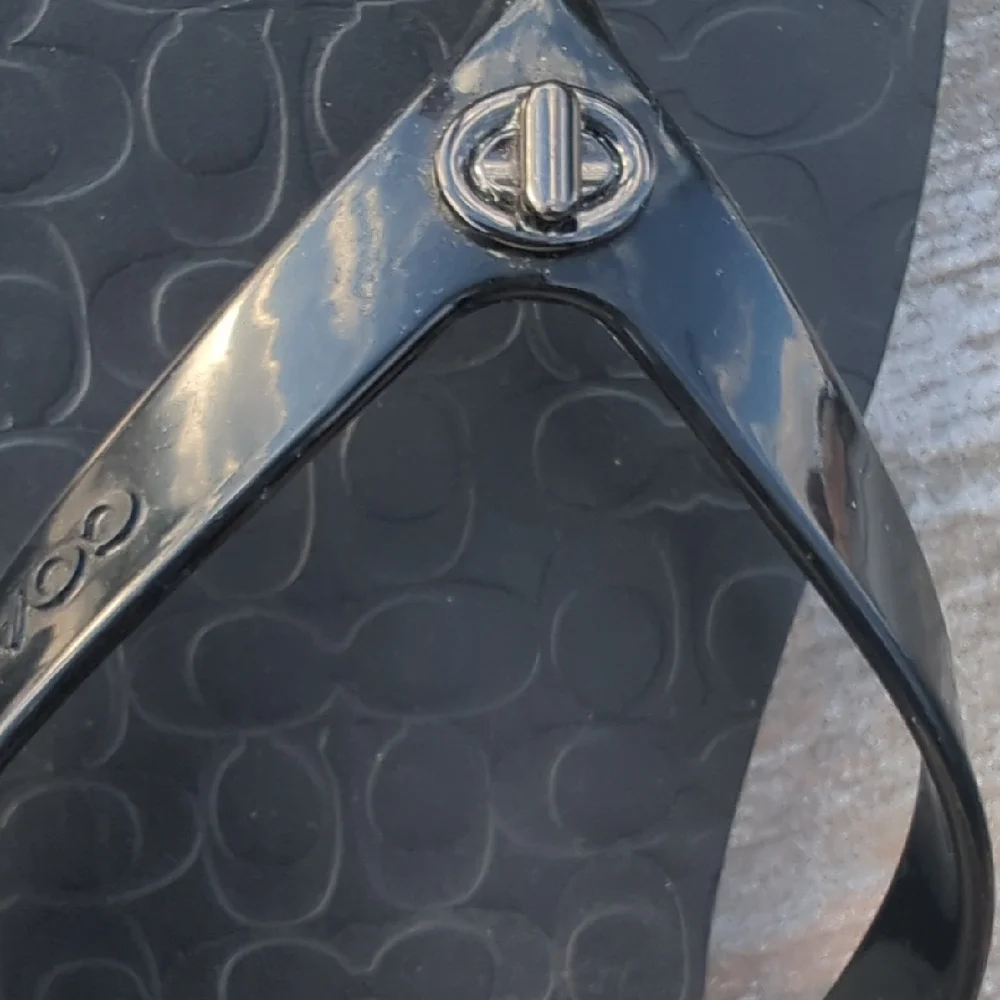 Coach Black Flip Flops with Logo Detail